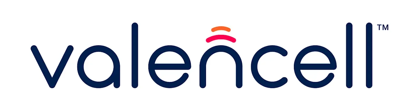 Updated Valencell logo in rounded navy lowercase lettering with orange and magenta arcs